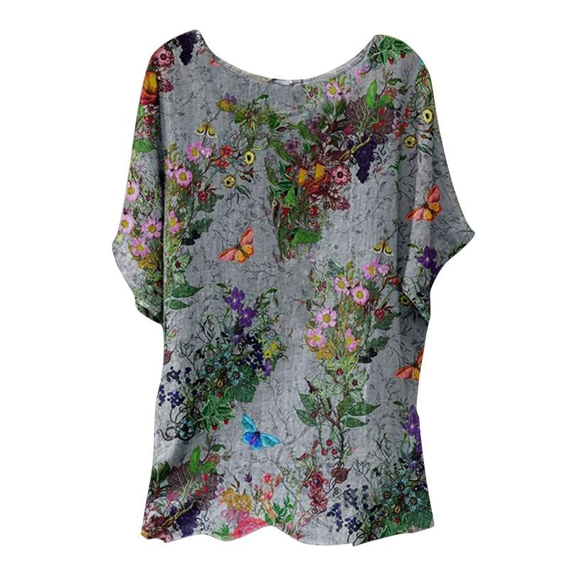 Dames Stor Størrelse Vår og Sommer Ny Digitaltrykk Damer Kortarmet T-skjorte