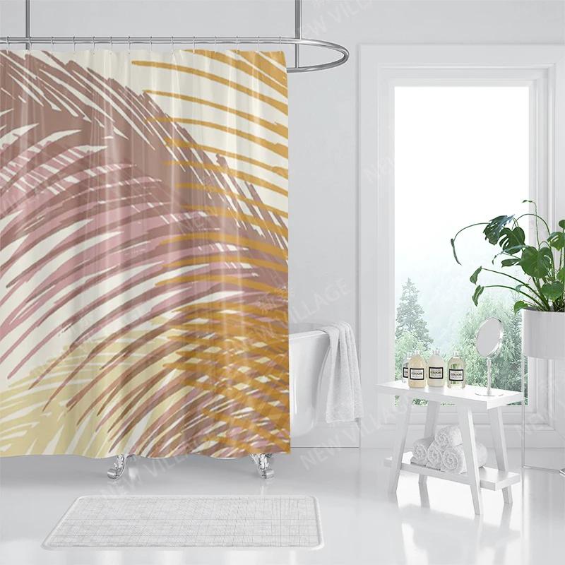 Nordic wind Abstract Art shower curtain waterproof polyester fabric bath curtain Morandi color block curtains for bathroom decor
