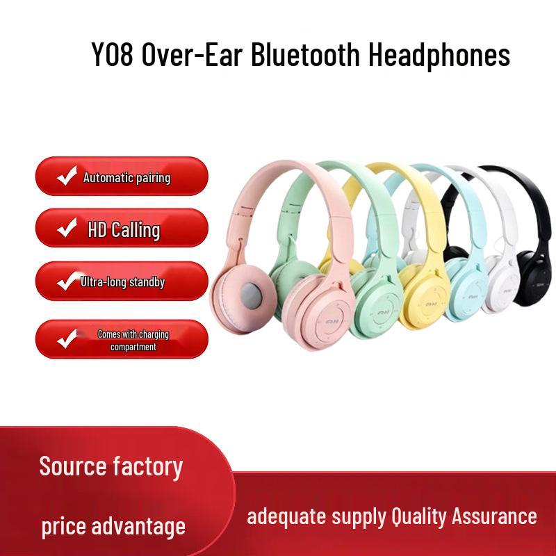 Y08 Wireless Over-Ear Bluetooth Headphones - Stereo Sound, Foldable Design