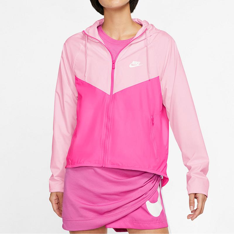 Nike Color Block Zip-Up Hooded Jacket Women Jackets Pink BV3940-664
