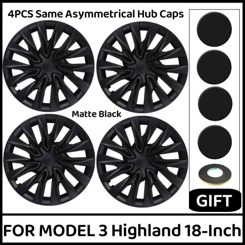 Jeu de 4 enjoliveurs 18 pouces Pour Tesla Model 3 Highland Performance Cache-moyeux Cache-roue de rechange Cache-roue complet Accessoires 2024
