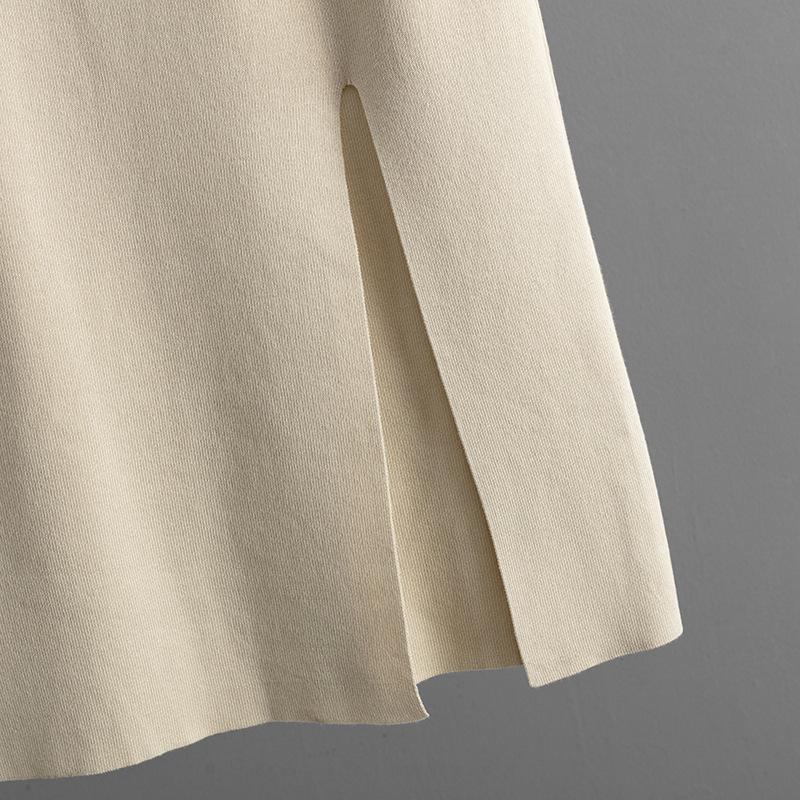 Autumn And Winter Solid Color Collar Half Zipper Knitted Top Elegant Bag Skirt Fashion Two Piece Set