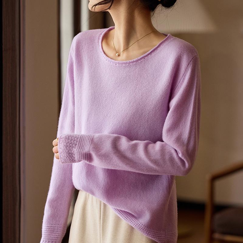 Women's European Low Neck Wool Sweater - Korean Style, Loose Fit, Versatile Solid Color, Slimming Fashion Base Layer