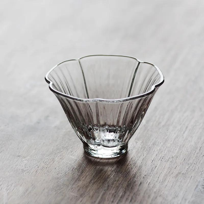 Japanese MIni Watercup Flower Floral Mini Heat Resistant Glass Japanese Kung Fu Tea Cup Teacup Set Wine Glasses Supplies