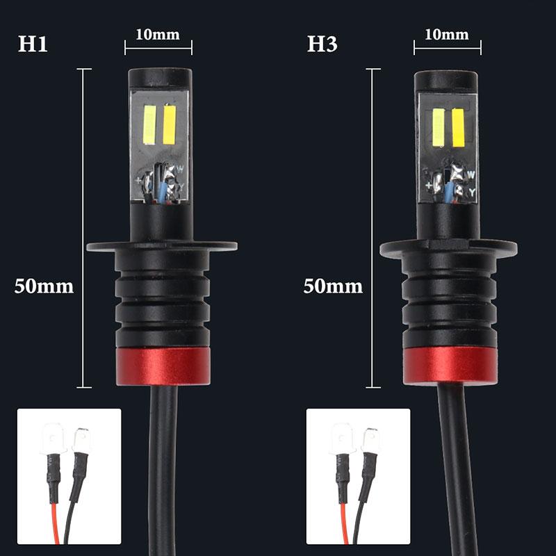 1pcs H3 Led H1 LED Bulbs 1860 Chips 2smd Car Fog Lights Day Driving Running Light 12V 6000K Headlight Bulbs White Yellow