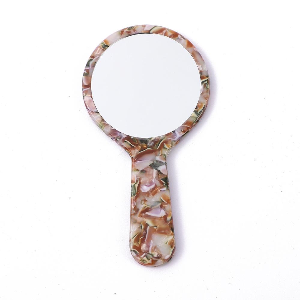 Poignée Acétate Petit Miroir Rond Portable Compact Miroir de Maquillage Miroir à Main pour Retouches Quotidiennes Miroir à Poignée Transfrontalier