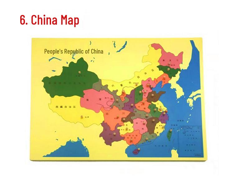 Montessori Beech Wood Map Puzzle & Flag Set for Classroom Display