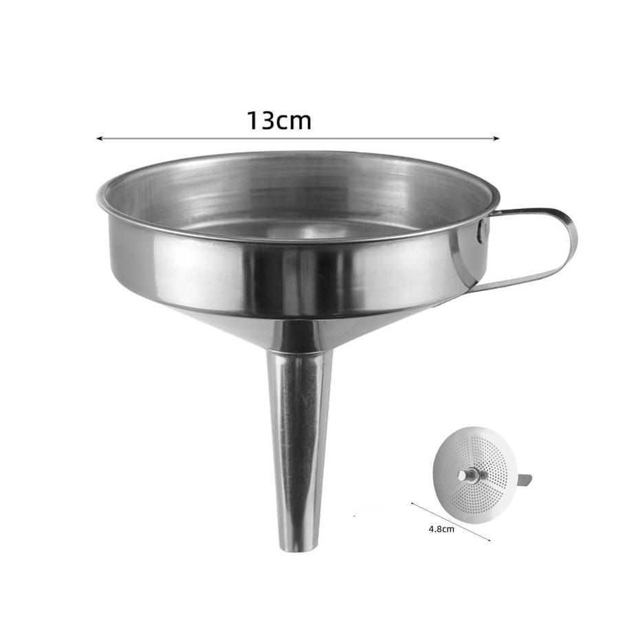 Stainless Steel Kitchen Funnel Food Grade Metal Funnel with Detachable Filter Screen for Filling Bottles Transferring Liquid