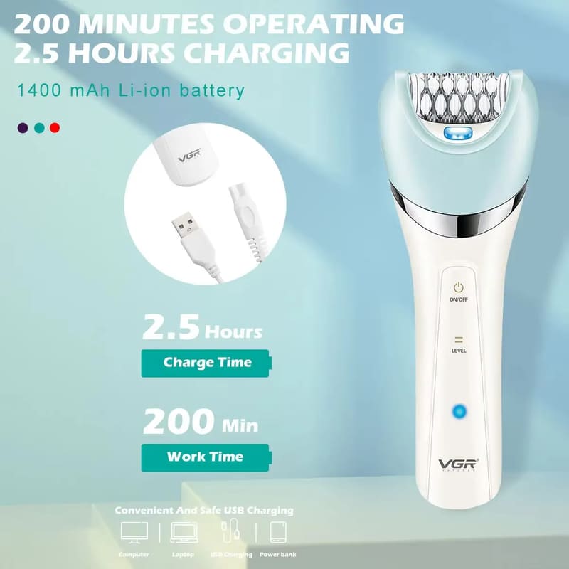 Lightweight and Portable Large-capacity Battery Women's Epilator IPX4 Washable Multi-function Shaver Electric Epilator Hair Removal Device Set