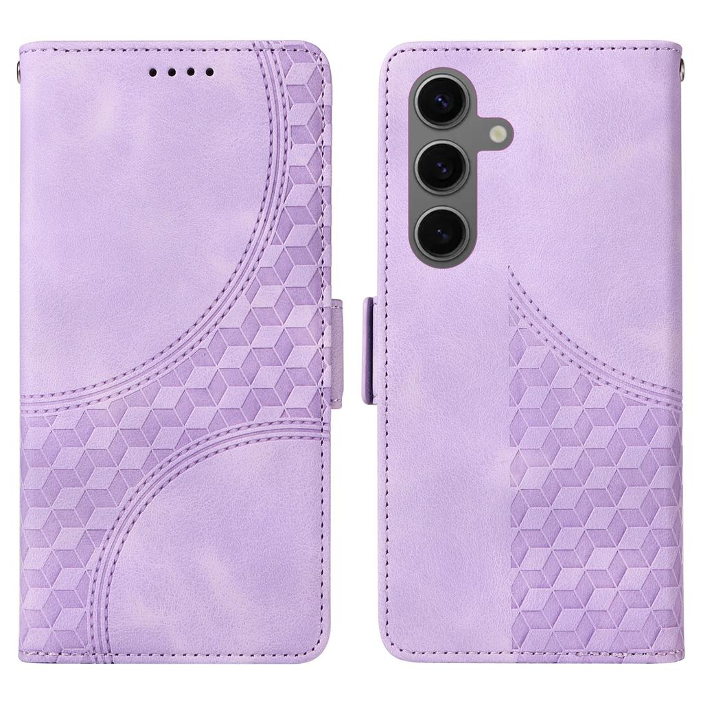 For Samsung Galaxy S25+ Case PU Leather Phone Cover Rhombus Starry Imprinted