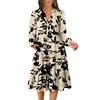 Women's V-Neck Flowing Layered Bohemian Long Sleeve Floral Print Dress