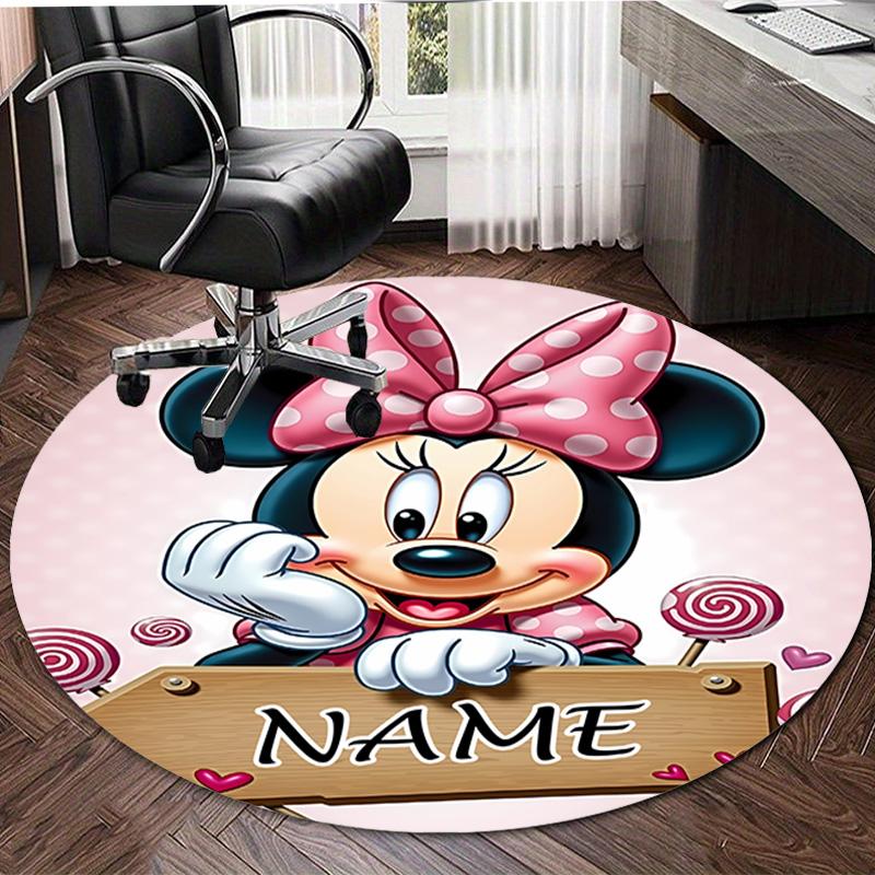 Personalized M-Minnie Round Chair Office Rug - Perfect for Mat, Office Chair & More - Ideal Gift for Birthdays and Holidays
