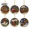 2D Acrylic Santa Ornaments 6 Pcs Christmas Pearl Art Ornaments Flat Holiday Tree Pendant Creative Effect Hanging Decoration for Home Wall
