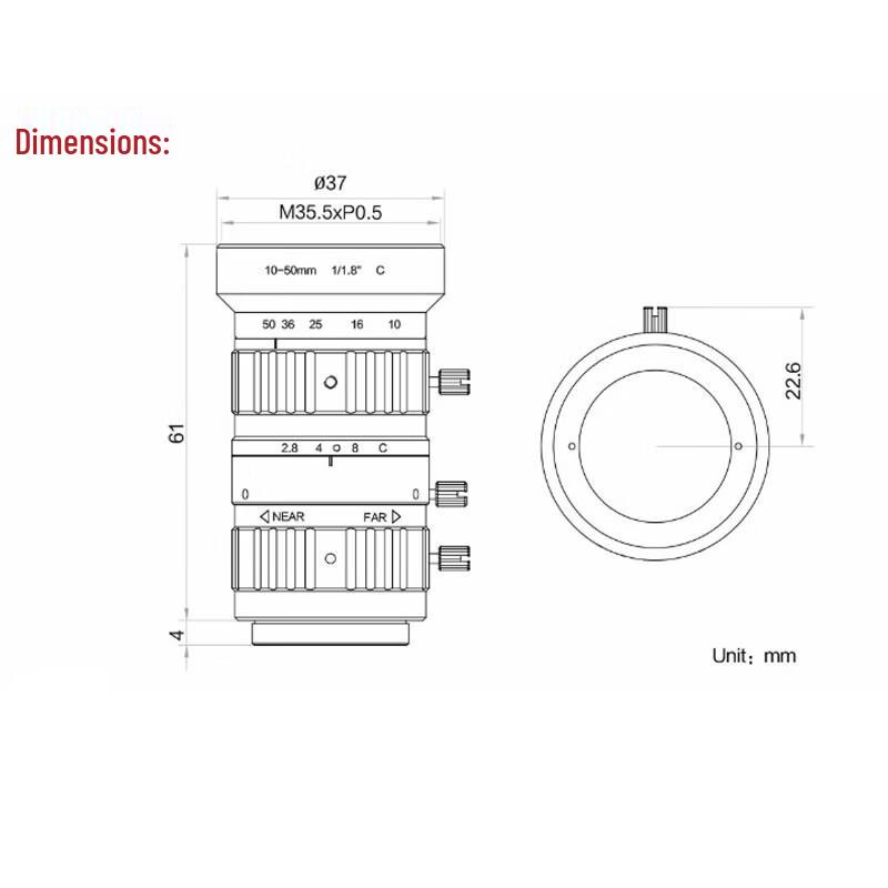Hikrobot 10-50mm F2.8 6MP C-Mount Industrial Camera Lens