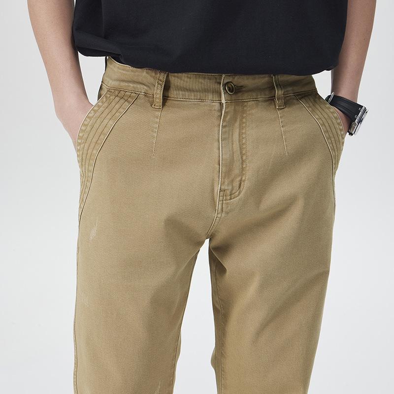 Straight casual pants men's twill loose fashion khaki pants men's American high street vibe drape trousers men