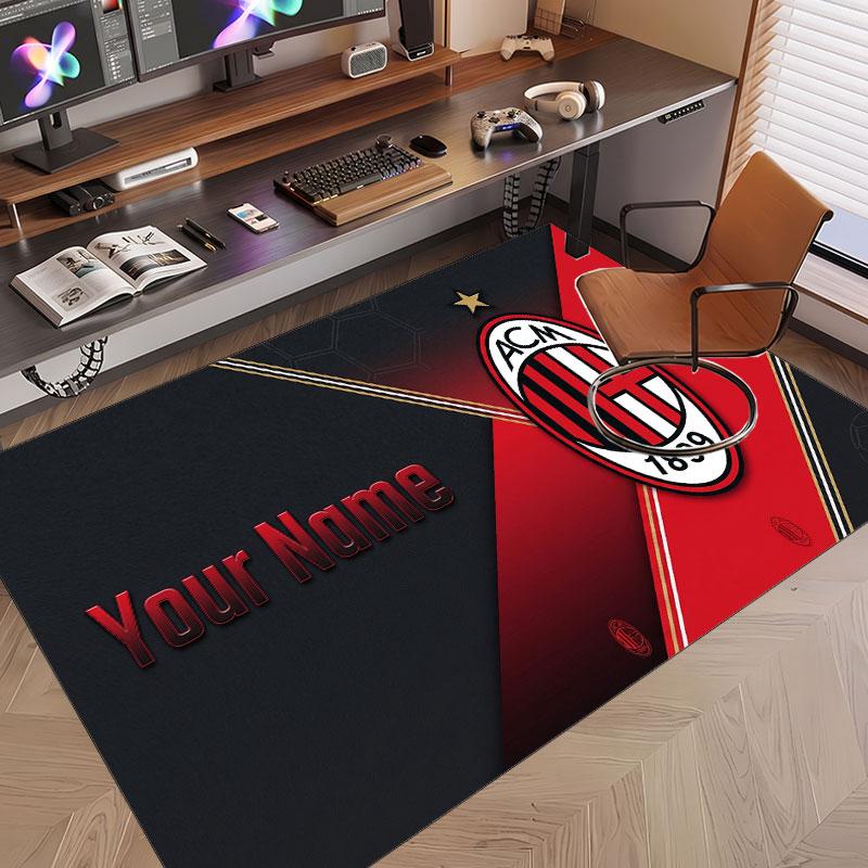 Custom Rug AC Milan Pattern Print Name Text Soft Non‑Slip Floor Carpet for Home Indoor Decoration