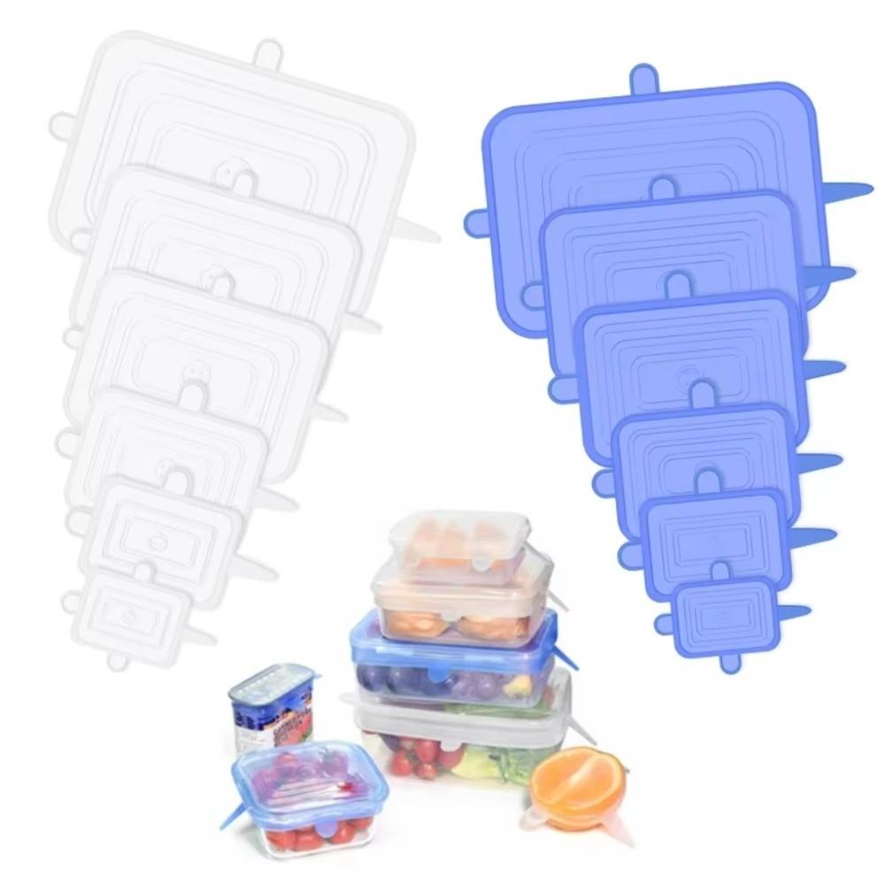 6PCS Food Reusable Fresh-keeping Cover Non-slip Kitchen Gadgets Silicone Lids Stretch Microwave Lid