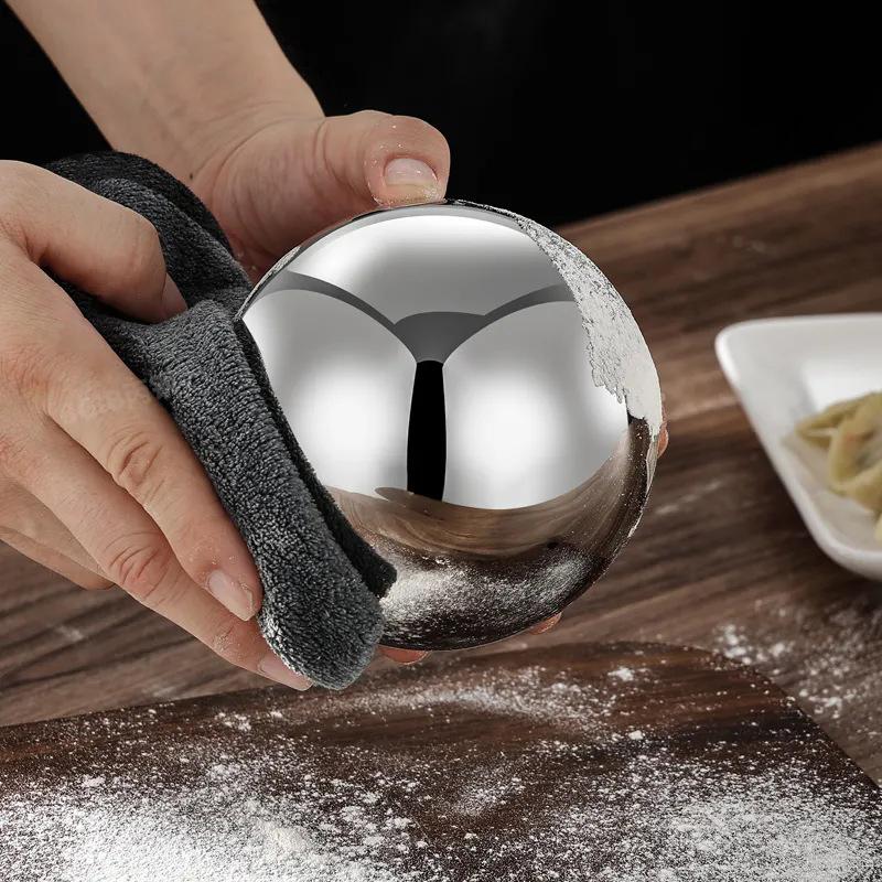 Non stick Stainless Steel Dough Rolling Ball Tool Smooth Surface for Pizza Pastry Bakery Kitchen Cooking
