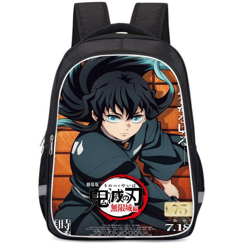 Demon Slayer College Backpack With Double Layer Storage And Trendy Crossborder Style For Students