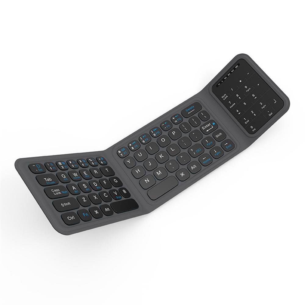 

BK19 Mini Bluetooth-Compatible Keyboard Ultra Thin Portable Wireless Tri-Fold Keypad with Touchpad A