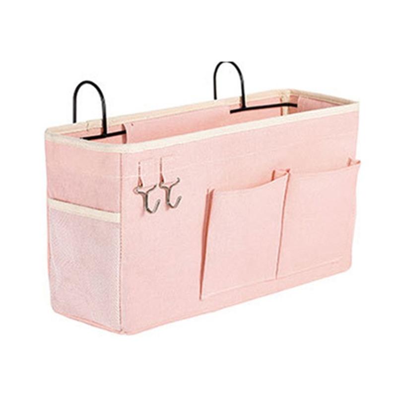 Large Capacity Storage Bag for Books and Remotes Cotton Linen Bedside Pocket Organizer Student Dormitory Accessories
