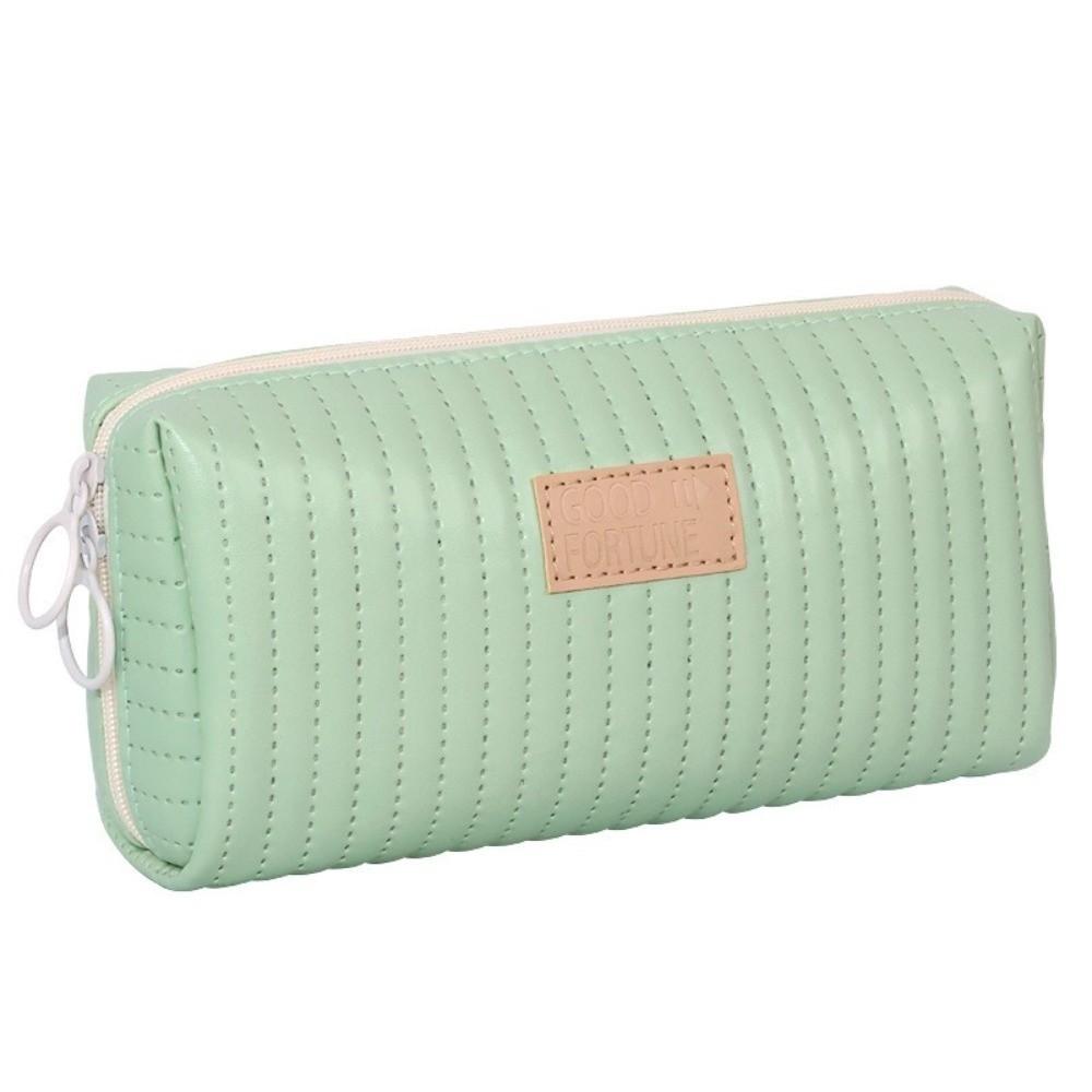 Double Zipper Pen Bag PU Pen Storage Bag New Pencil Pouch  Stationery Supplies