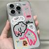Cat-Themed Apple 16 Pro Max Transparent Phone Case for Models 12-15 with Large Hole Design