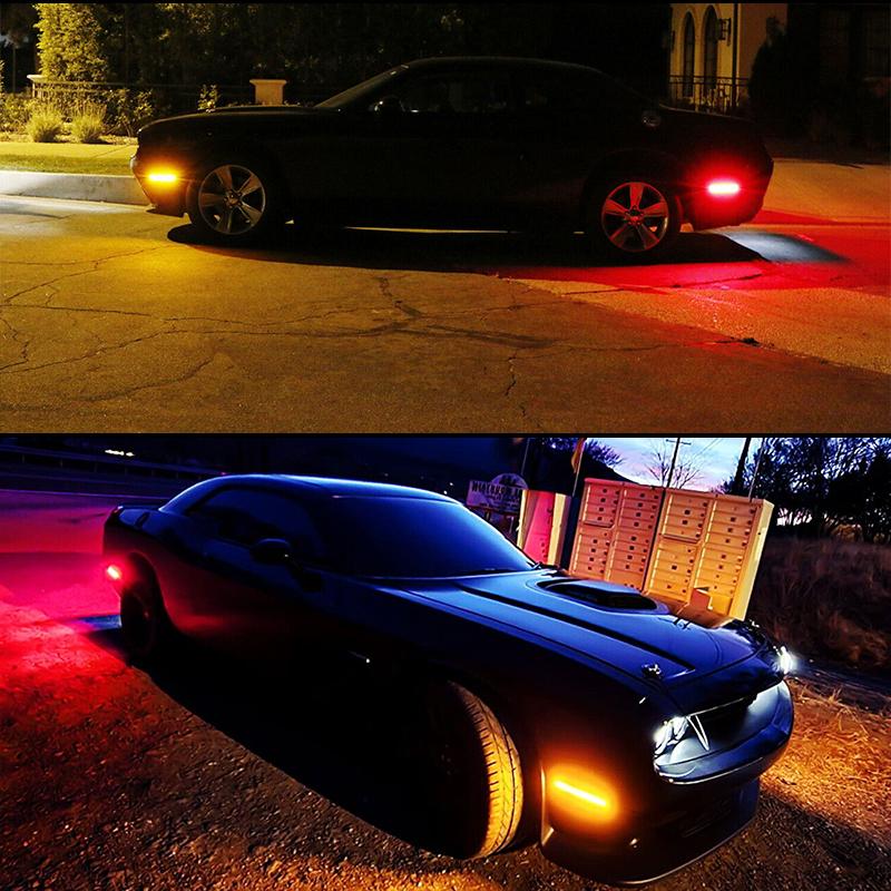 4pcs Car Lamp For 2015-2022 Dodge Challenger SRT Hellcat Widebody  Front & Rear Side Marker Lamps ,Turn Signal Parking