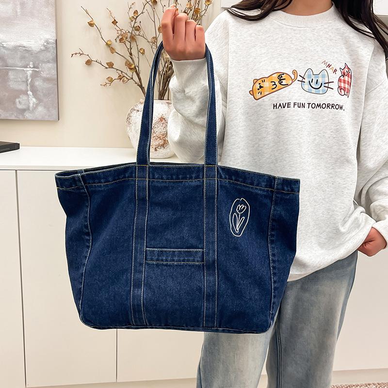 Denim-Tasche Street-Trend Tragetasche Modisch und Schlicht Vielseitige Hand-, Einzel-Schultertasche