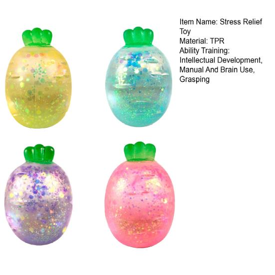 1/2/3/4Pcs Mini Radish Squeeze Toy Stress Relief Clear Glitter Radish Stress Sugar Ball Sensory Toy Decompression Fidget Toy Party