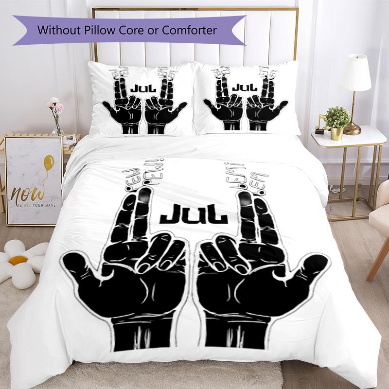 3pcs Jul  rapper pattern bedding set duvet cover set includes duvet cover &pillowcases, perfect all season bedroom decoration & gift