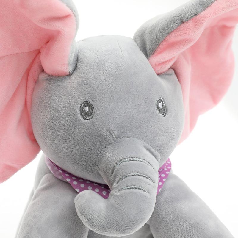 Peek-a-Boo Elephant Toy: Electric Plush Elephant with Eye-Covering Feature and Certification