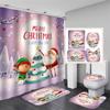 Cute Snowman Christmas Shower Curtain Set Silver Pine Branches Snowflake Xmas Balls Bathroom Decor Rug Bath Mat Toilet Lid Cover