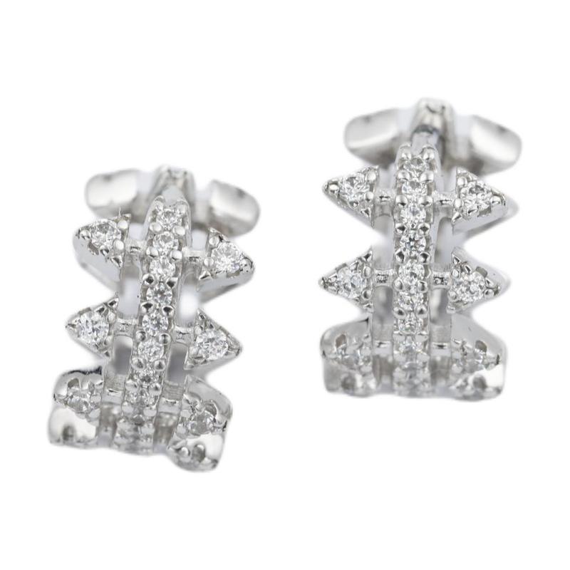 APM Monaco Pavé Ring Buckle 925 Silver Earrings Women s Silver AE11507OX