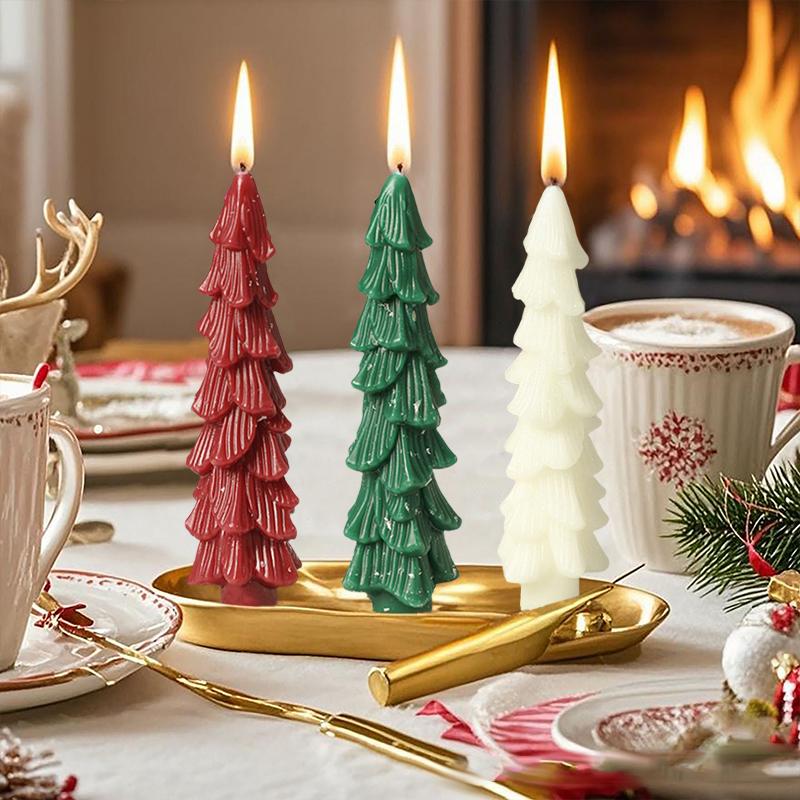 1PC Desktop Party & Tree Holiday Aroma Candle Reusable Tree Soy Wax Candle Set Holiday Decor 14x2cm