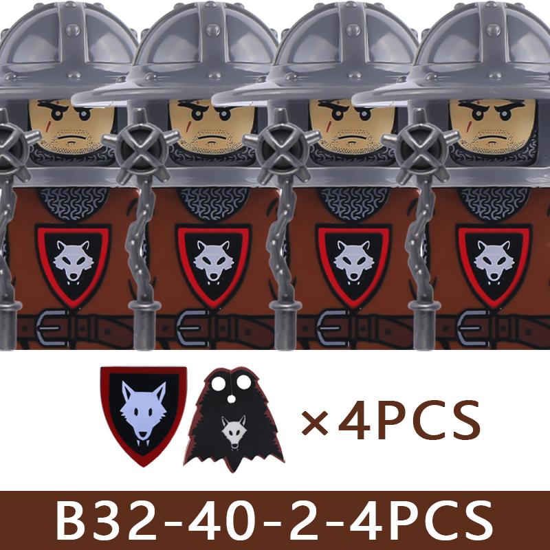 Medieval Castle Soldier Figures Building Blocks Knight Orc Warrior Dragon Wolf Animals Battle Flags Accessories Bricks Toys Boys