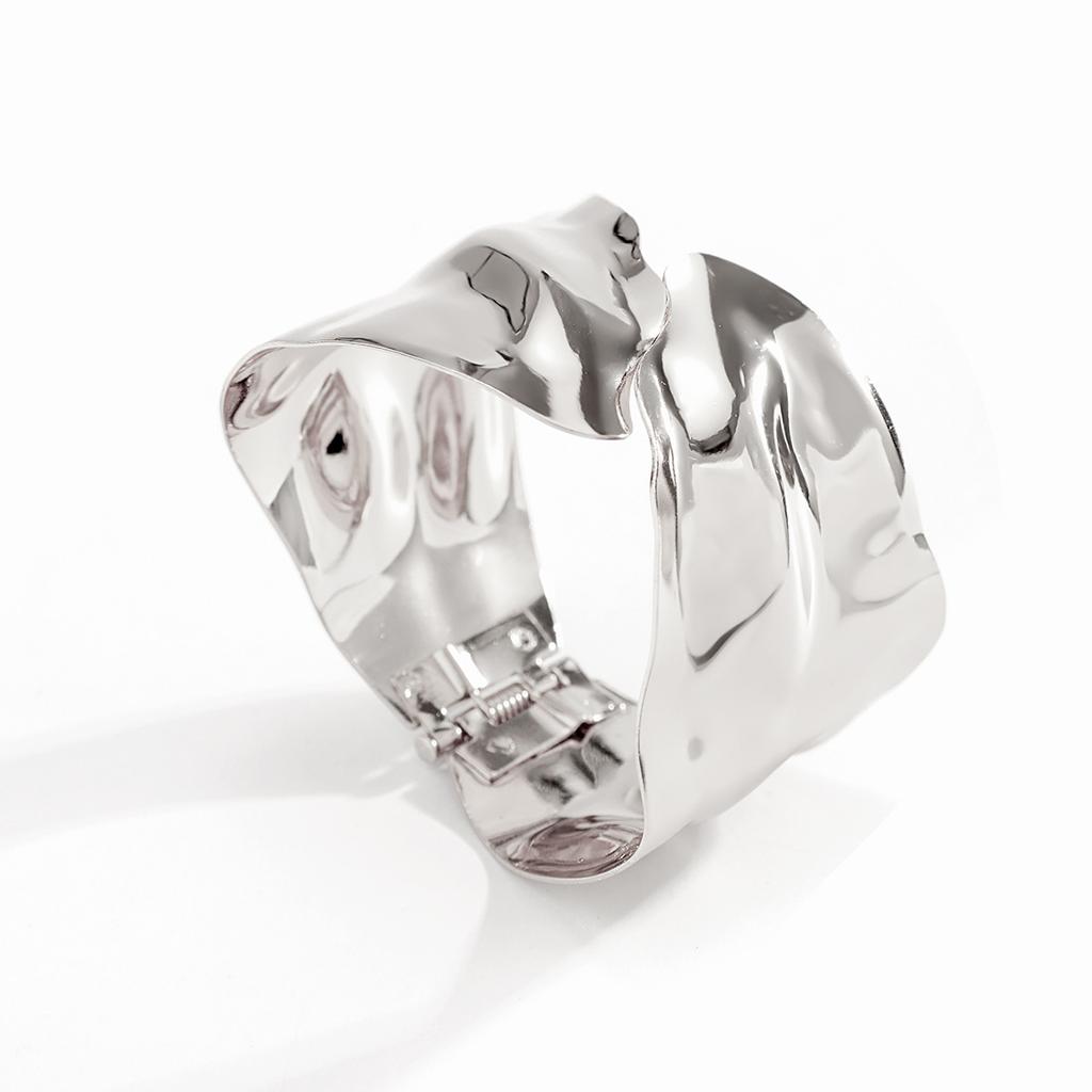 Bracelet Métal Surface Lisse Design Tendance, Bracelet Personnalisé Géométrique Creux Ouverture Croisée
