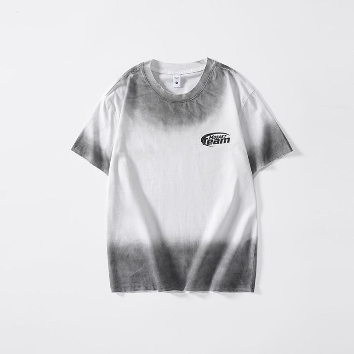 New Summer Heavyweight Wash Short-sleeved T-shirt Large Size Loose American Printed Shirt