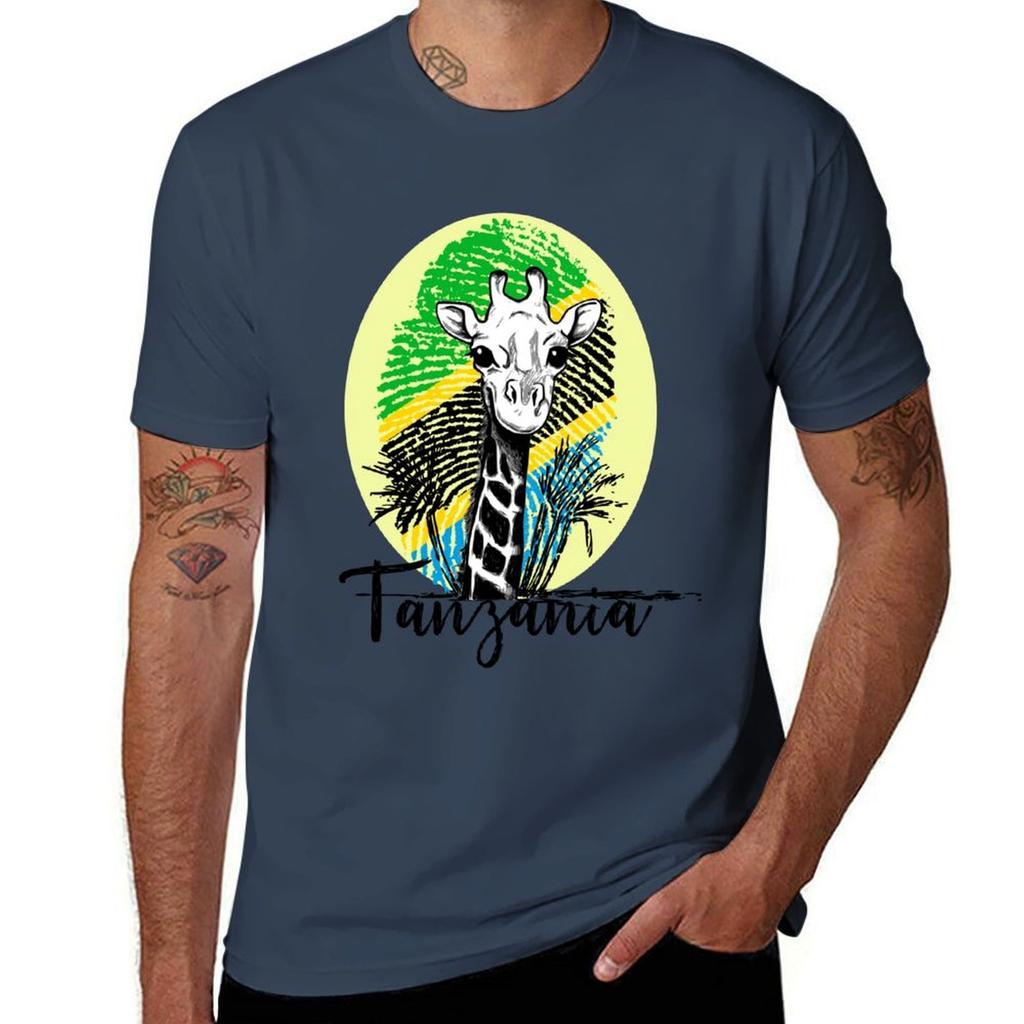Tansania Afrikanisches Abenteuer Niedliches Giraffen T-Shirt Lässiges Tägliches Oberteil Kurzarm