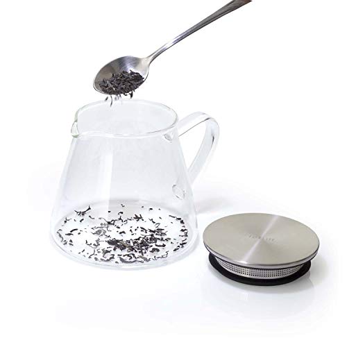 ForLife Glass Teapot, Heat-Resistant, 532ml Capacity, Holds 3 Cups, Includes Tea Strainer Lid, Easy One-Hand Pour, Microwave and Dishwasher Safe, Not