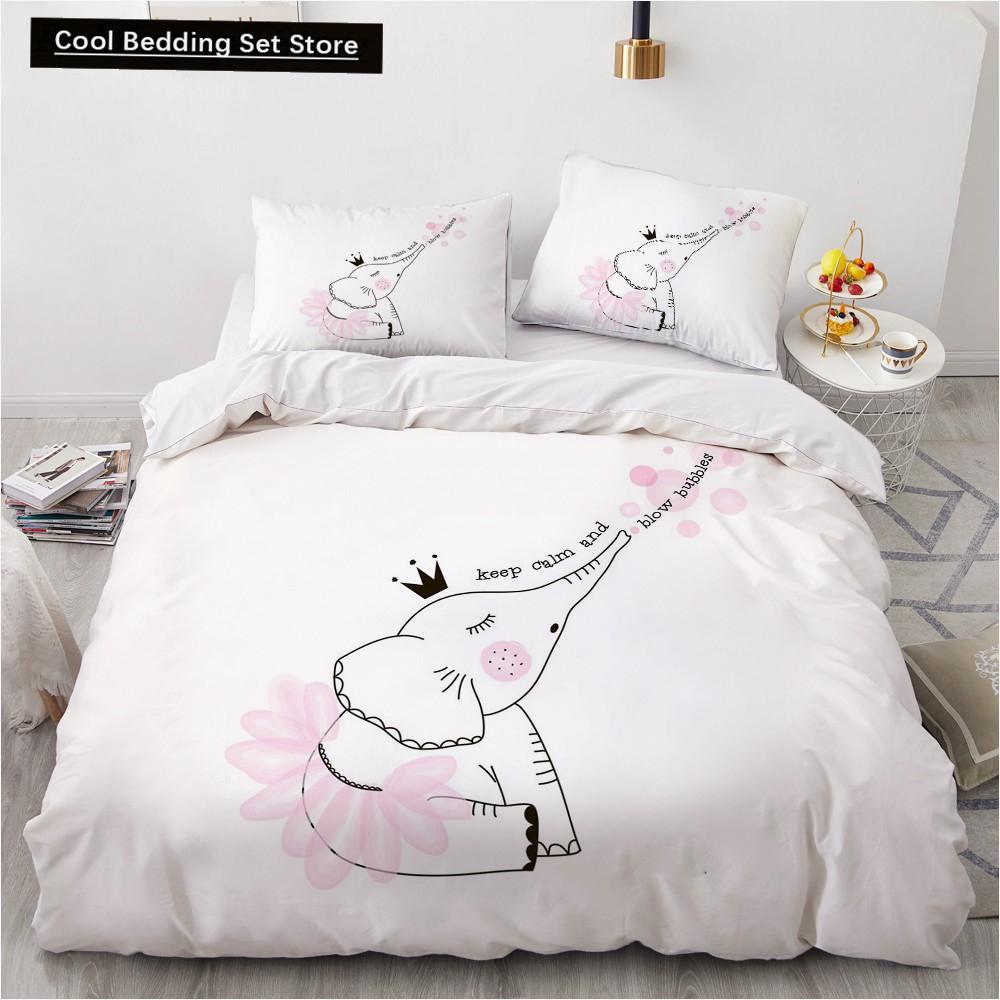 Cartoon Animal King Queen Duvet Cover Elephant Red Car Bedding Set for Kids Lion Monkey Wildlife 2/3pcs Polyester Quilt Cover