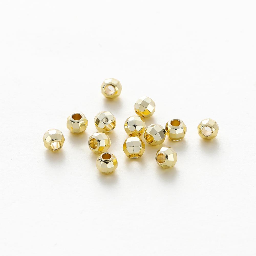 50/100pcs 14K 18K Gold Color Plated Brass Hole 2 3 4mm Round Beads Spacer Beads Bracelet Diy Jewelry Accessories