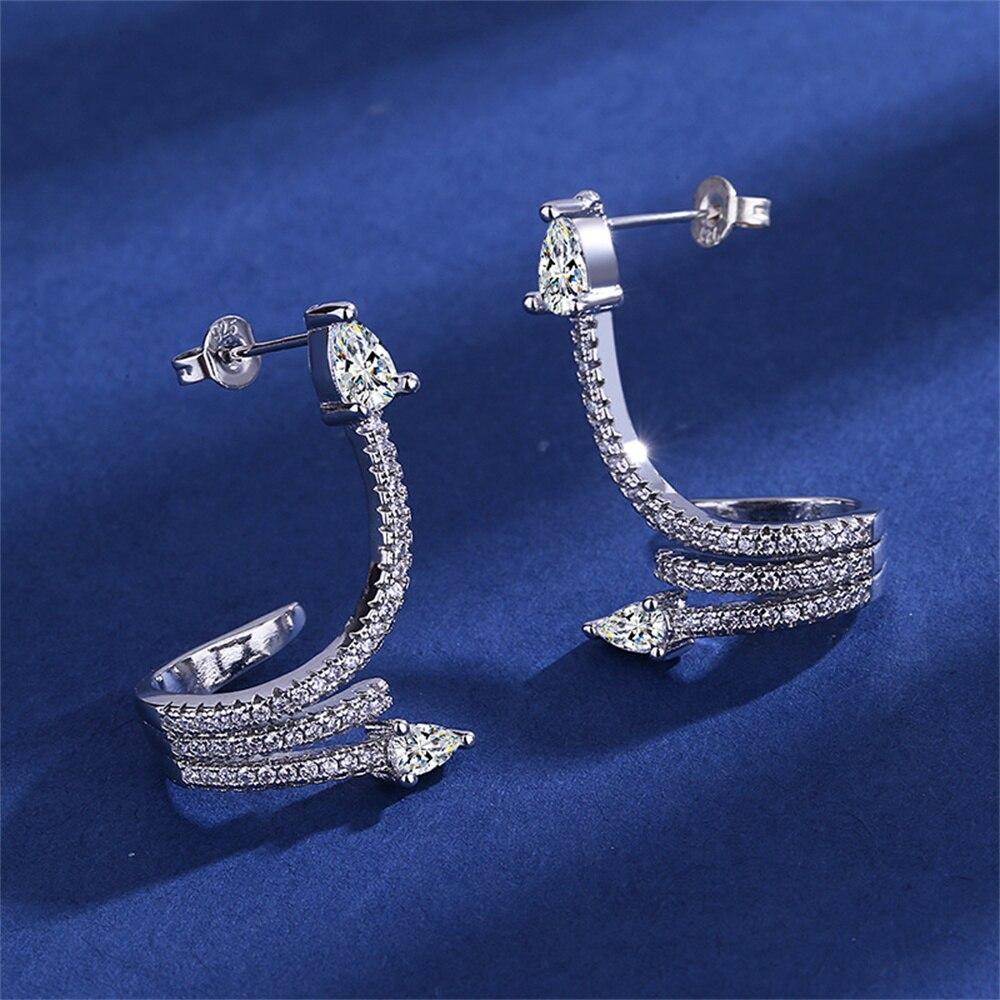 New Women Ear Studs Snake Shape Earring 925 Silver Luxury Micro-inlaid Zircon A Pair Piercing Hoops Earrings Jewelry Gift