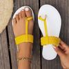 Flat Bottom Comfort Set Toe Slippers Women Woven Strap Lightweight Casual Outer Wear Non-slip Beach Shoes Versatile Women Shoes