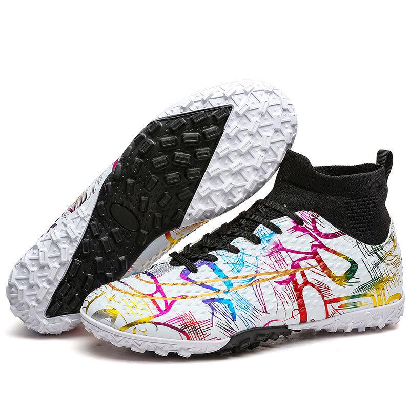 Nailed Flat Bottom Teen Nails Training Children Short Nails Football Shoes High Top Football Shoes Sneakers Men and Women