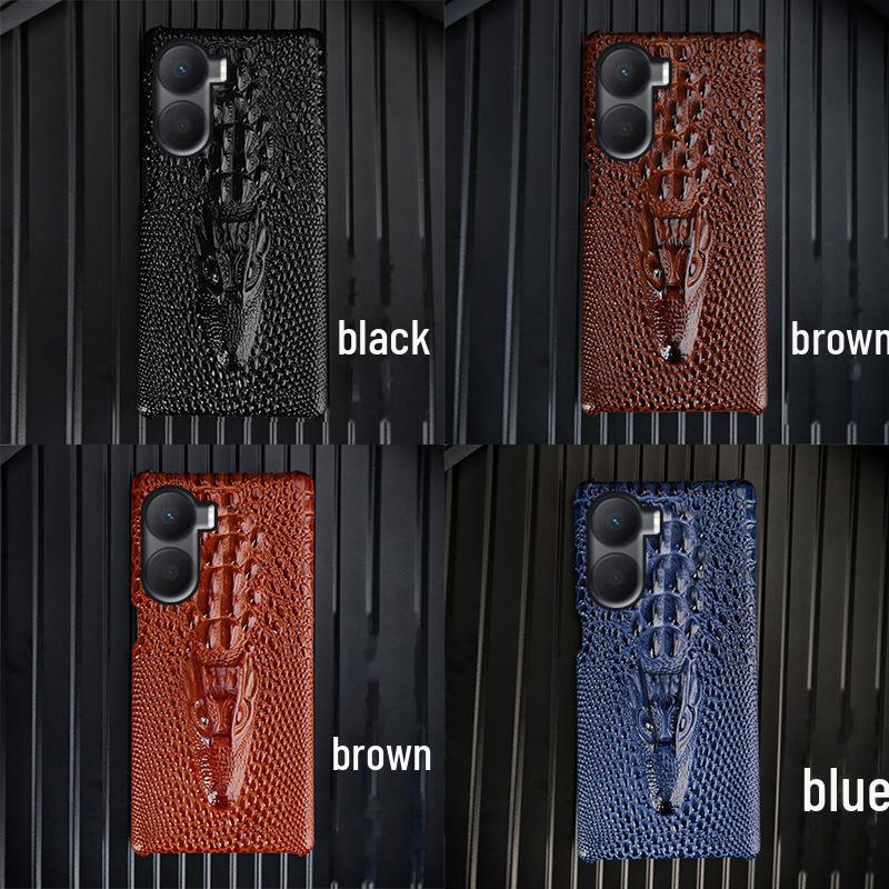 "Honor Play 40 Phone Case: Genuine Leather Half-cover with Cowhide Dragon Head Pattern, Protects Play 20Pro.