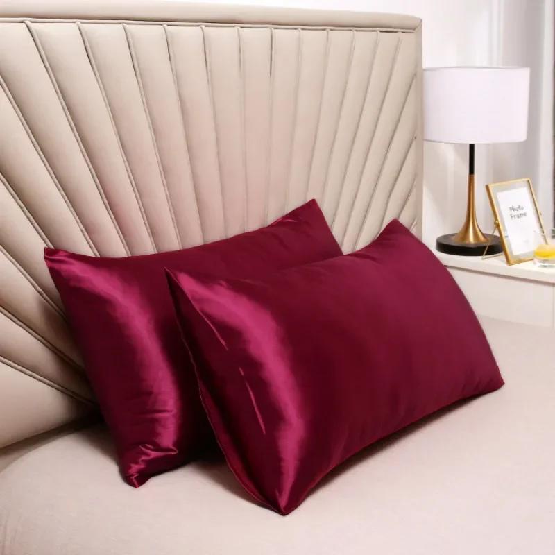 1 Pair 100% Silk Pillowcase Pillow Cover Silky Satin Hair Beauty Pillowcase Comfortable Pillow Case Home Decor Pillow Covers