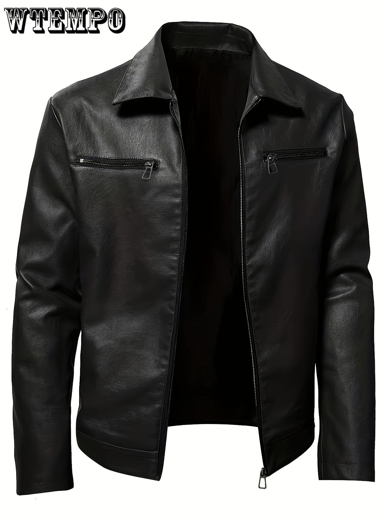 

Мужская куртка из искусственной кожи больших размеров - крутая модная куртка - стильная и прочная искусственная кожа - для мужчин - идея подарка для модных парней S чёрный