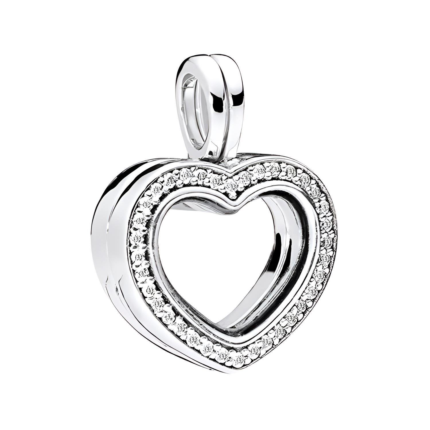 Pandora Shining Heart Floating Box Pendant Women pendant Silver 797248CZ F,Silver