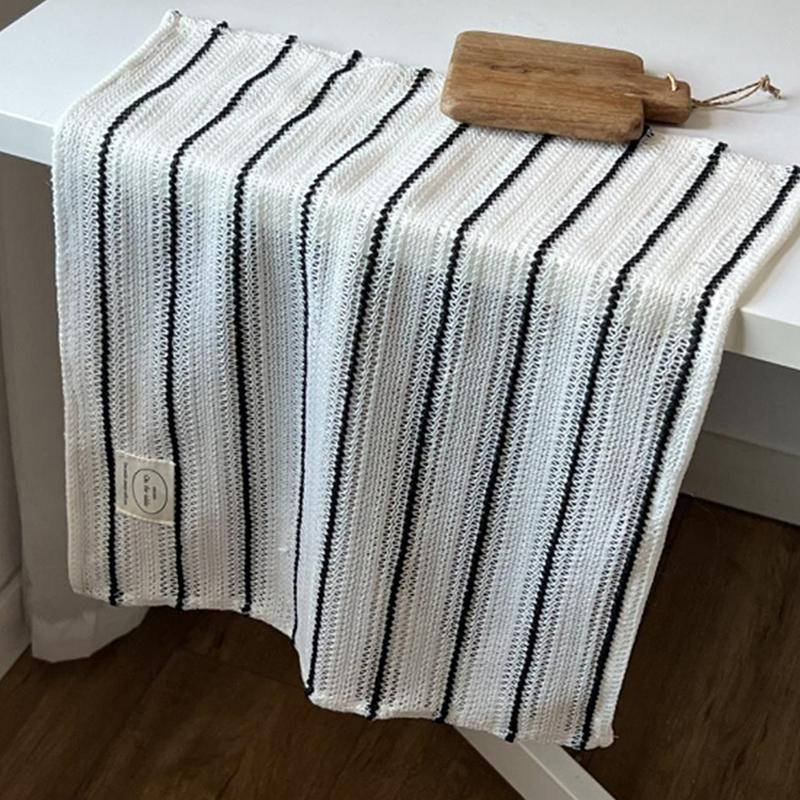 Simple Black White Striped Tablecloth Placemat Dining Table Mat Coaster Food Posing Background Cloth Home Decoration Accessories